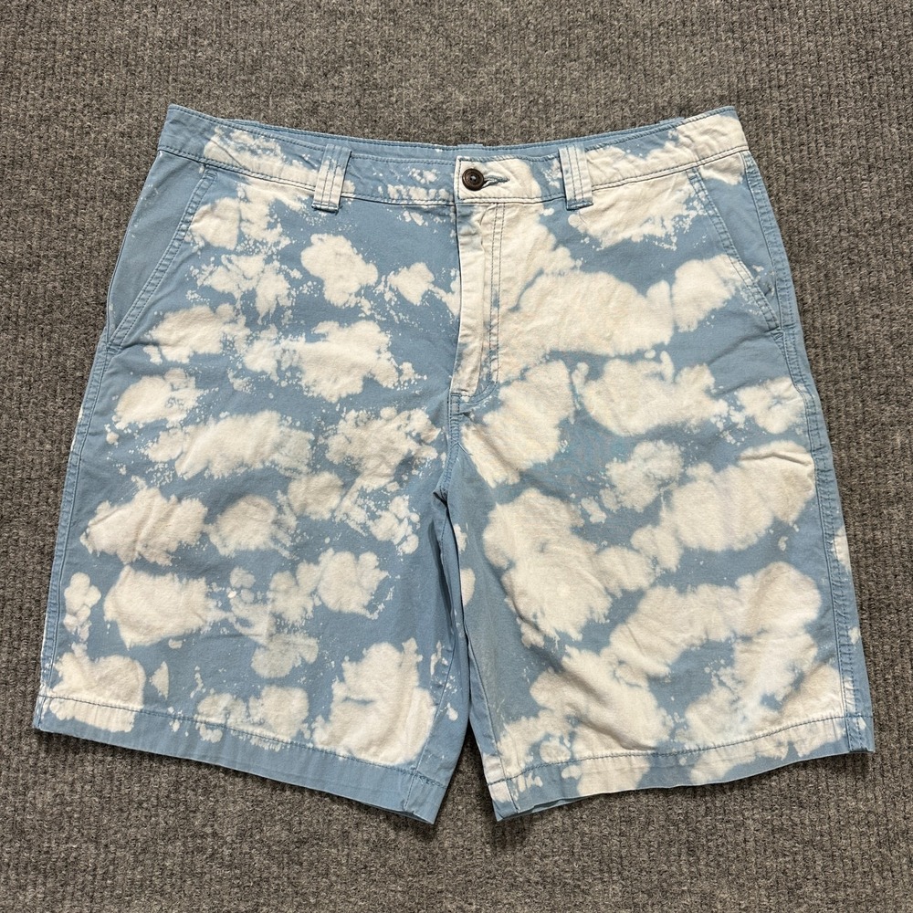 Magellan Outdoors Mens Shorts Size 35W Blue Tie-Dye‎ Cloud Print Casual Mid Rise